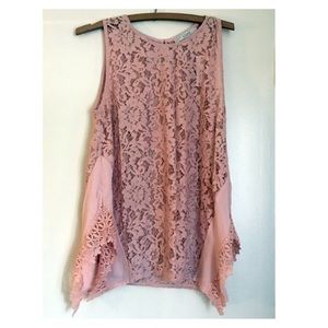 Loft Pink Lace Tank (M) NWT